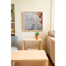 WallXpert uramljena MDF slika ARTKARE11, apstraktni potezi u sivim i bordo tonovima, 48 x 48 cm