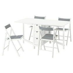 NORDEN / FRÖSVI Sto i 4 stolice, bela/Knisa svetlosiva, 26/89/152 cm