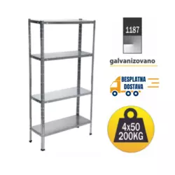 Metalna polica Pixy 150x75x30cm 4x50kg