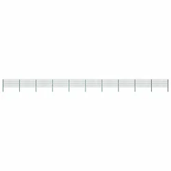 Vidaxl Ograjni panel s stebrički iz železa 1730x80 cm zelen