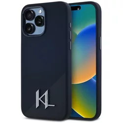 Ovitek Karl Lagerfeld silikonski ovitek Shadow Metal Initial MagSafe črn za iPhone 15 Pro Max (KLHMP15XSCMKMPCK)