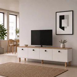 Hanah Home TV komoda Pura, 180 cm, hrast Sapphire / bela