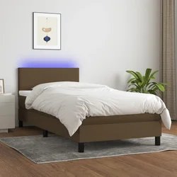 Krevet box spring s madracem LED tamnosmeđi 90x190 cm tkanina