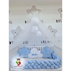 Bubamara037 Pletenica za krevetac, Četvorostruka, 180cm, Plava