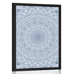 Plakat okrasna Mandala z detajli v modri barvi - 30x45 no frame
