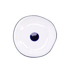 DUKA Globok krožnik KROG 21,5 cm bel temno moder