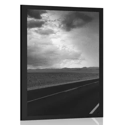 Plakat pot sredi puščave v črnobeli varianti - 30x45 white