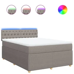 Vidaxl Box spring postelja z vzmetnico taupe 140x190 cm blago