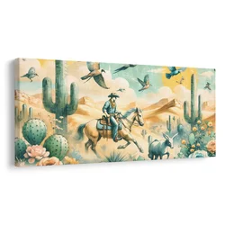 Slika vestern prizor s konjem - 120x60