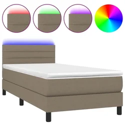 Vidaxl Box spring postelja z vzmetnico LED taupe 90x190 cm blago