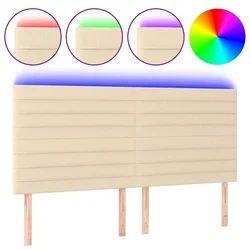 Vidaxl LED posteljno vzglavje krem 160x5x118/128 cm blago