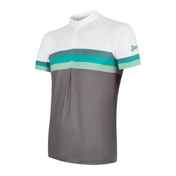 Sensor Cyklo Summer Stripe pánský dres kr.rukáv šedá/zelená