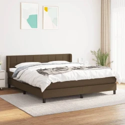 shumee Box spring postelja z vzmetnico temno rjava 160x200 cm blago