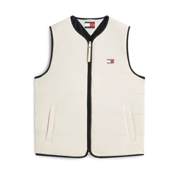 Tommy Jeans Brezrokavnik HERITAGE  bež / bela