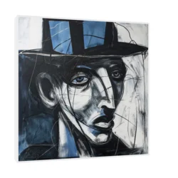 Canvas Slika na platnu Man with blue hat, 30x30cm, Sa ramom, Beli