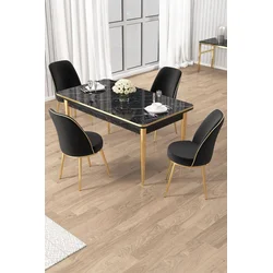 Hanah Home Trpezarijski set, 5 komada, Crni