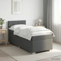 vidaXL Postelja boxspring z vzmetnico Temno siva 90 x 190cm Blago