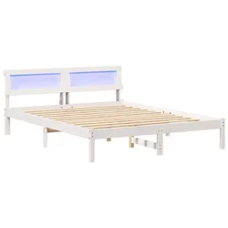 Vidaxl Konstrukcija postelje Bela 160 x 200 cm Masivno borovo les