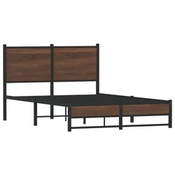 Vidaxl Kovinski posteljni okvir brez vzmetnice rjavi hrast 120x200 cm