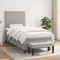 vidaXL Box spring postelja z vzmetnico svetlo siva 90x200 cm blago