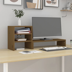 Stalak za monitor boja meda 81 x 20 x 30 cm od masivne borovine