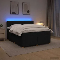 vidaXL Postelja boxspring z vzmetnico Črna 200 x 200 cm Blago