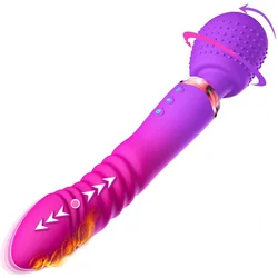 SuperLove Ultimate Heating & Thrusting Multifunction Massage Wand Purple-Pink