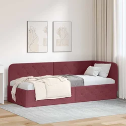 Vidaxl Kotna postelja z vzglavjem Vinorodna rdeča 80 x 200 cm blago
