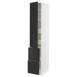 METOD / MAXIMERA Vis.el. s polic/4fiok/vrat/2front, bela/Nickebo boja antracita, mat, 40x60x220 cm