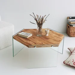 Hanah Home Klub sto Hexagon S304 80x35x70cm Hrast