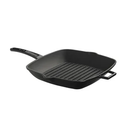 Square grill pan, cast iron, 28 × 28 cm, black - LAVA brand