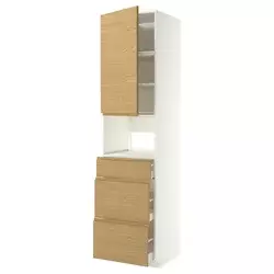 METOD / MAXIMERA Visoki element za ugradne uređaje, bela/Voxtorp im. hrastovine, 60x60x240 cm