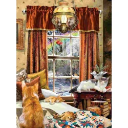 Sunsout - Puzzle Zimske mačke - 1 000 kosov