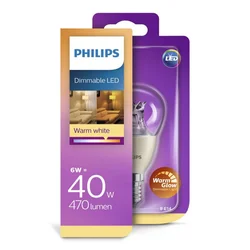 Philips LED sijalica 6W(40W) E14 WW 230V P48 bistar PS518 dimabilna