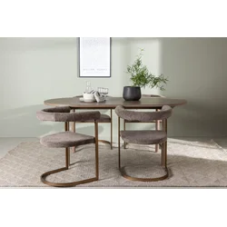 Venture Design Jedilna miza in komplet stolov 180x90x75 cm rjava