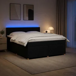 vidaXL Postelja boxspring z vzmetnico Črna 140 x 200 cm Blago