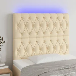 shumee vidaXL LED posteljno vzglavje krem 90x7x118/128 cm blago