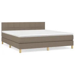 Vidaxl Box spring postelja z vzmetnico taupe 160x200 cm blago