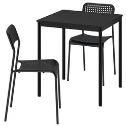 SANDSBERG Sto i 2 stolice, crna crna/crna, 67x67 cm