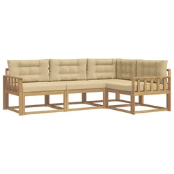 Set vanjskih sofa s jastukom 3 pcs Bijela i bež Poliester