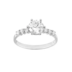 DIAMANT LETERNEL Prstan Verlobungsring aus 375 Weißgold mit Zirkonia srebrna