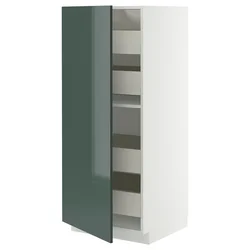 METOD / MAXIMERA Visoki element s fiokama, bela/Kallarp tamna sivozelena visokog sjaja, 60x60x140 cm