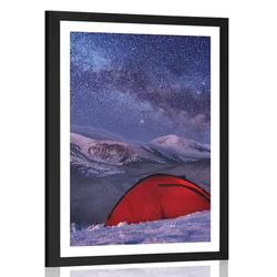 Plakat s paspartujem šotor nad nočnim nebom - 60x90 black