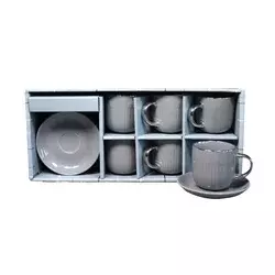 Sigma Set šoljica za kafu sa tacnama RXG-N250591B, 6 komada 140 ml, Sivi