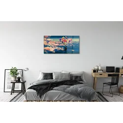 tulup.si Steklena slika Sky oblaki baloni 125x50 cm 2 obešalnika