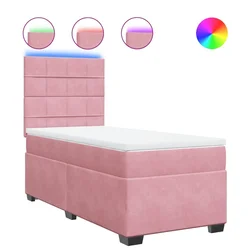 Vidaxl Box spring postelja z vzmetnico roza 90x190 cm žamet