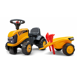 Falk guralica JCB Traktor s prikolicom + grablje i lopata 215C - Žuti