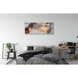 tulup.si Steklena slika Bralec mačka 140x70 cm 4 obešalnika