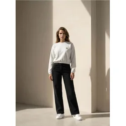 Sinsay - Wide straight leg teksas pantalone sa efektom ispranosti - crno