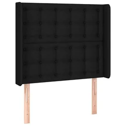 Vidaxl Vzglavje z ušesi črno 103x16x118/128 cm blago